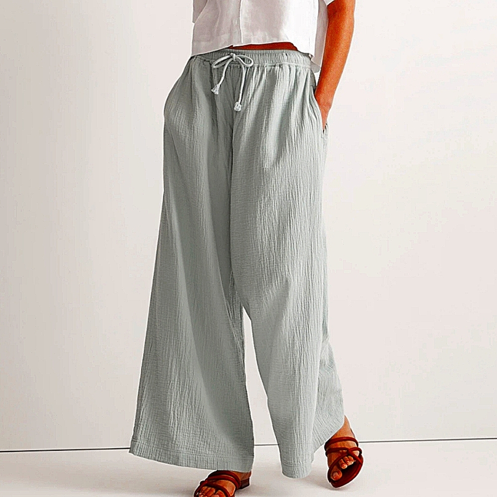 Madewell Double Gauze Wide Leg Pants Size XL Drawstring Waist Pull-on Relaxed